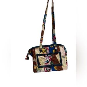 Women's Multicolor Patchwork Quilted Tote Bag Shoulder Strap